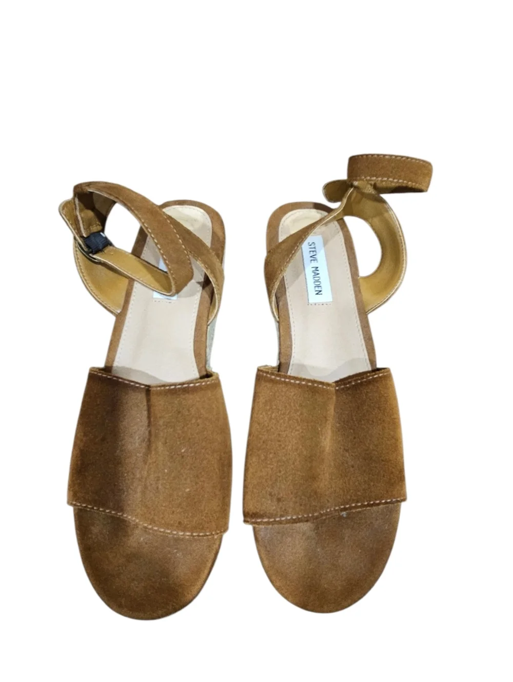 Steve Madden Brown Suede Espadrille Wedge Sandals Ankle Strap Size 9